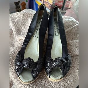 Ron White Black Sequin Bow Heels